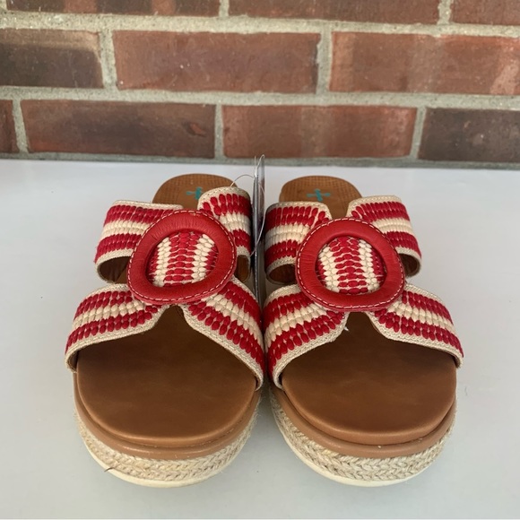 Baretraps Bliss Posture Plus Wedge Sandals Slides Women's red/cream Size US 9 M - Picture 3 of 9